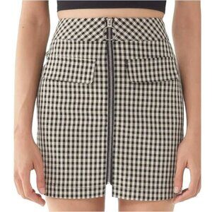 UO Black & Cream Gingham Zip-Front Mini Skirt Womens Size XS